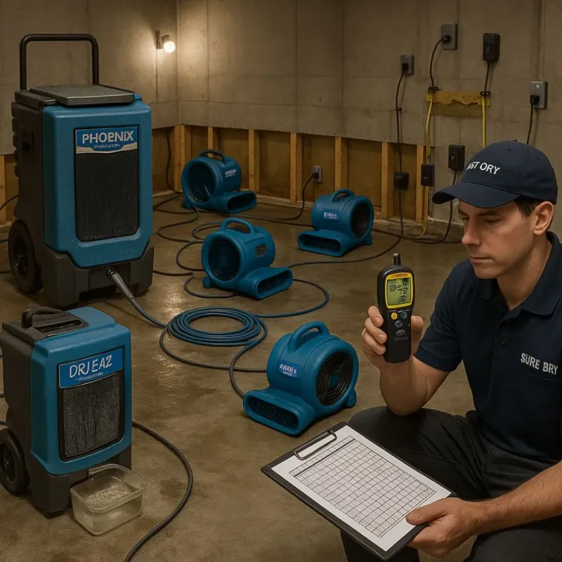 Structural Drying and Dehumidification process in Muse, PA